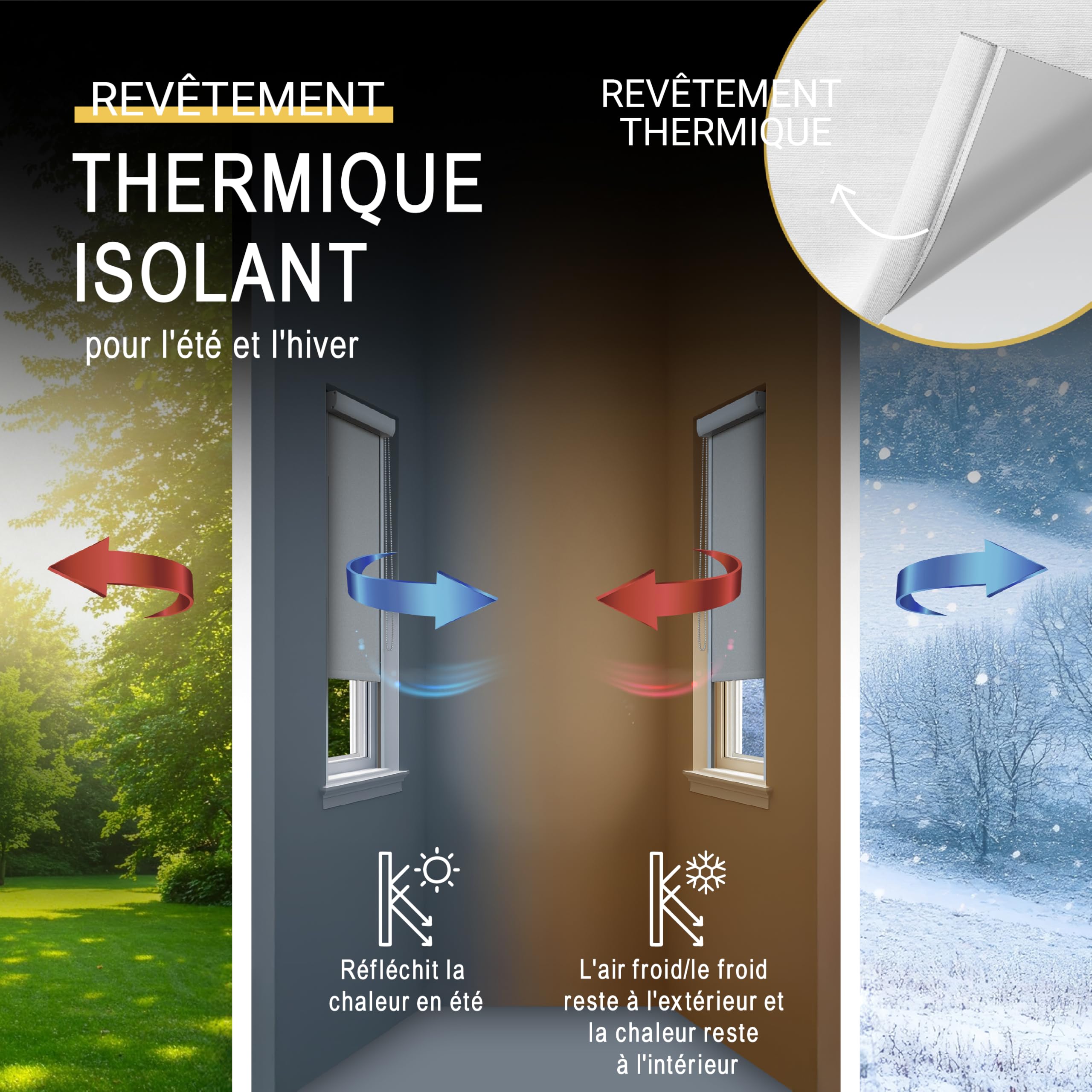 Sol Royal Store Cassette K24 Store occultant Isolant - 70x175cm - Blanc - avec Cadre Complet - Montage sans perçage