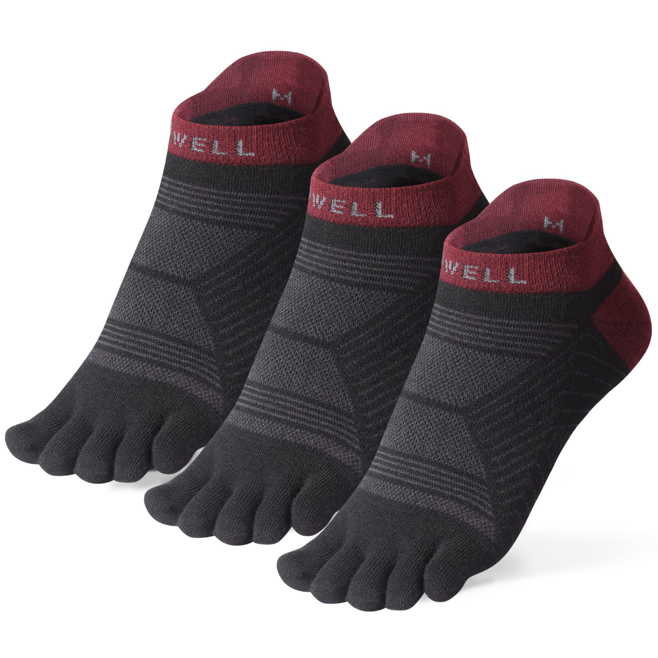 VWELL Toe Socks for Men/Women, COOLMAX Five Finger Socks, High Performance Athletic Toe Socks No Show (3Pairs)
