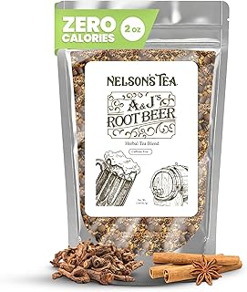 Nelson's Tea A&J's Root Beer - Cut & Sifted Sarsaparilla Root Tea Loose Leaf - Caffeine Free, Harmonious Herbal Blend of Burdock, Birch Bark, Dandelion and More (2 oz)