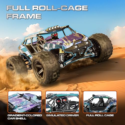 Miniatura 5 de Autos RC para adultos y niños, 114 Desert 4WD Off-Road RC Truck de alta velocidad 24.9 mih, auto de control remoto 4x4 con 2 baterías recargables de