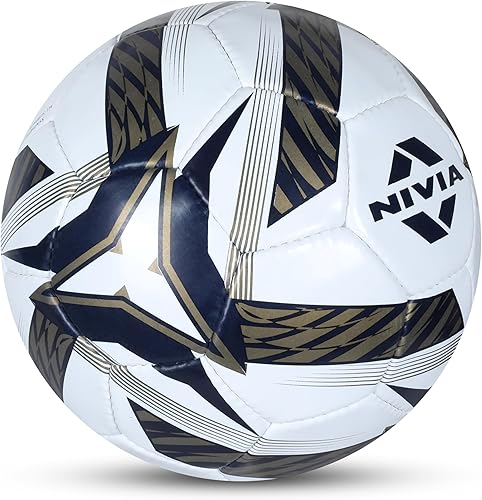 Miniatura 5 de NIVIA Shining Star - Fútbol 2022/Fútbol cosido de goma/32 paneles/Adecuado para terreno duro sin hierba/Balón de partido internacional/Balones de