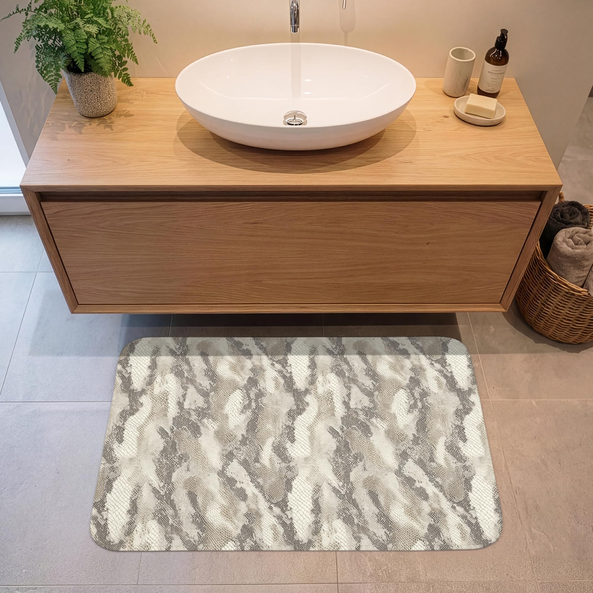 Alfombras Baño Rectangular 90x60 cm Alfombra Ducha Lavable Tapete Bath Mat Non Slip Antideslizante Bathroom Decoracion Shower Serpiente - Patrón - Topo