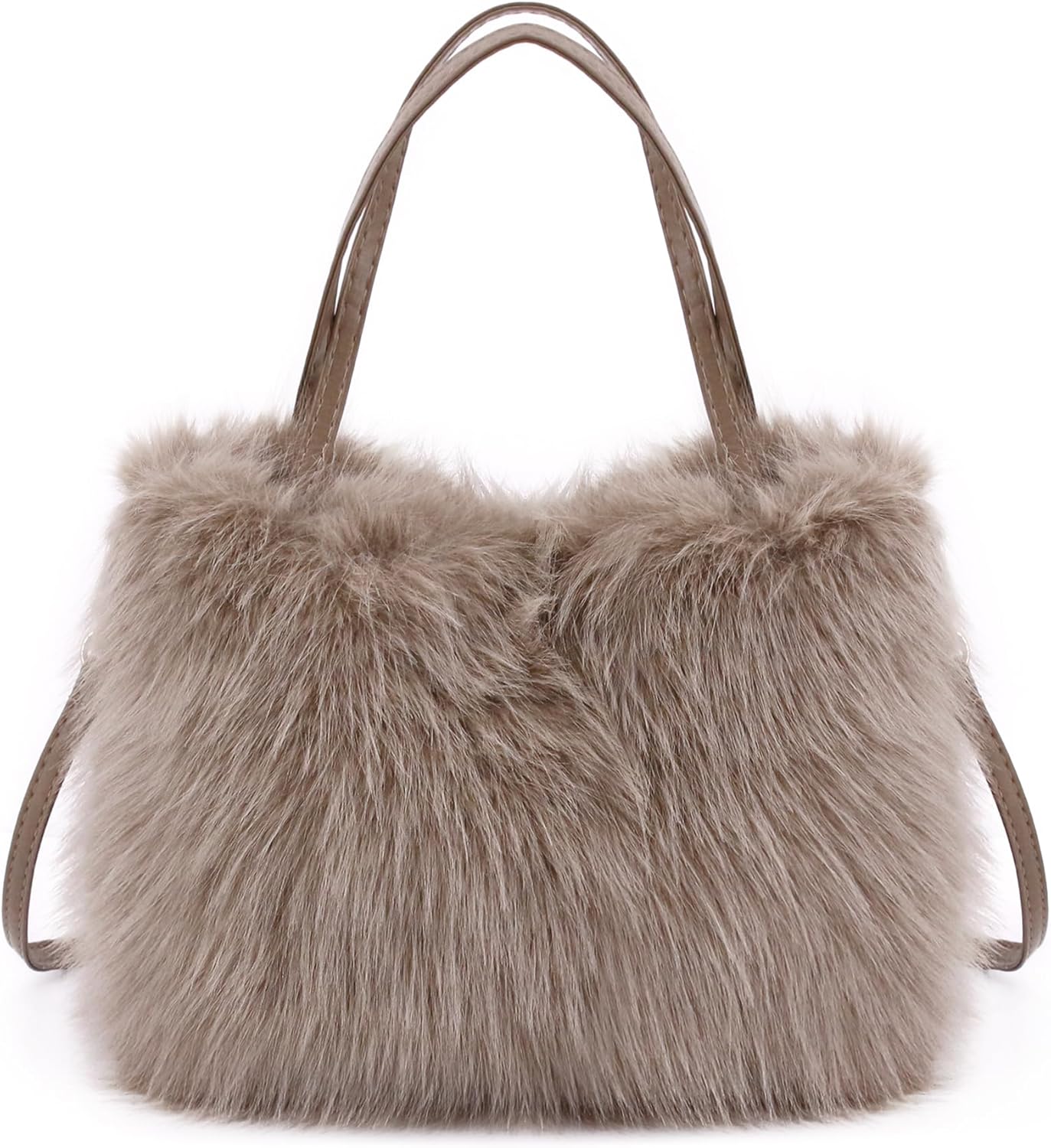 Womens Luxurious Cute Fluffy Faux Fur Clutch Shoulder Bag Wide Match Crossbody Handbag