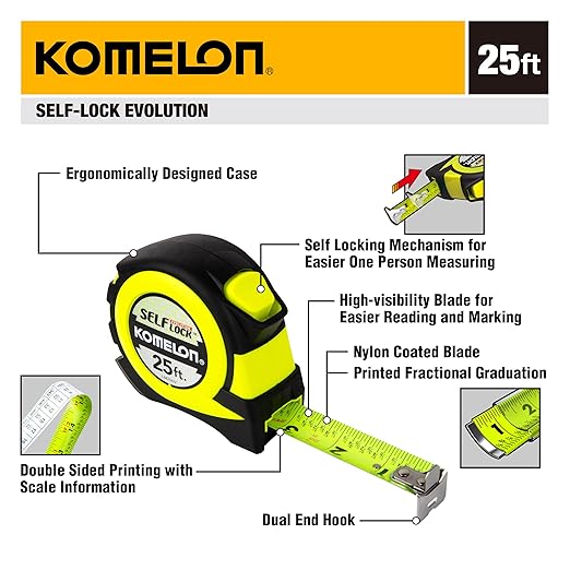 Komelon Cinta Métrica 25 pies Hi-Vis Speedmark con Cierre Automático miniatura 3