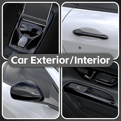 Miniatura 2 de Lypumso Envoltura de vinilo negro brillante, vinilo para automóvil con tecnología de liberación de aire, adhesivo autoadhesivo para auto para