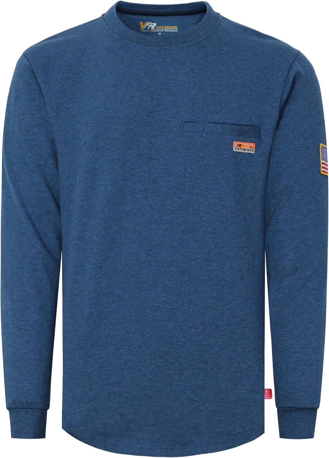 VATRENUS FR Shirt for Men Crewneck Midweight Utility Pocket Fire Resistant Long Sleeve Work Shirts NFPA2112 CAT2