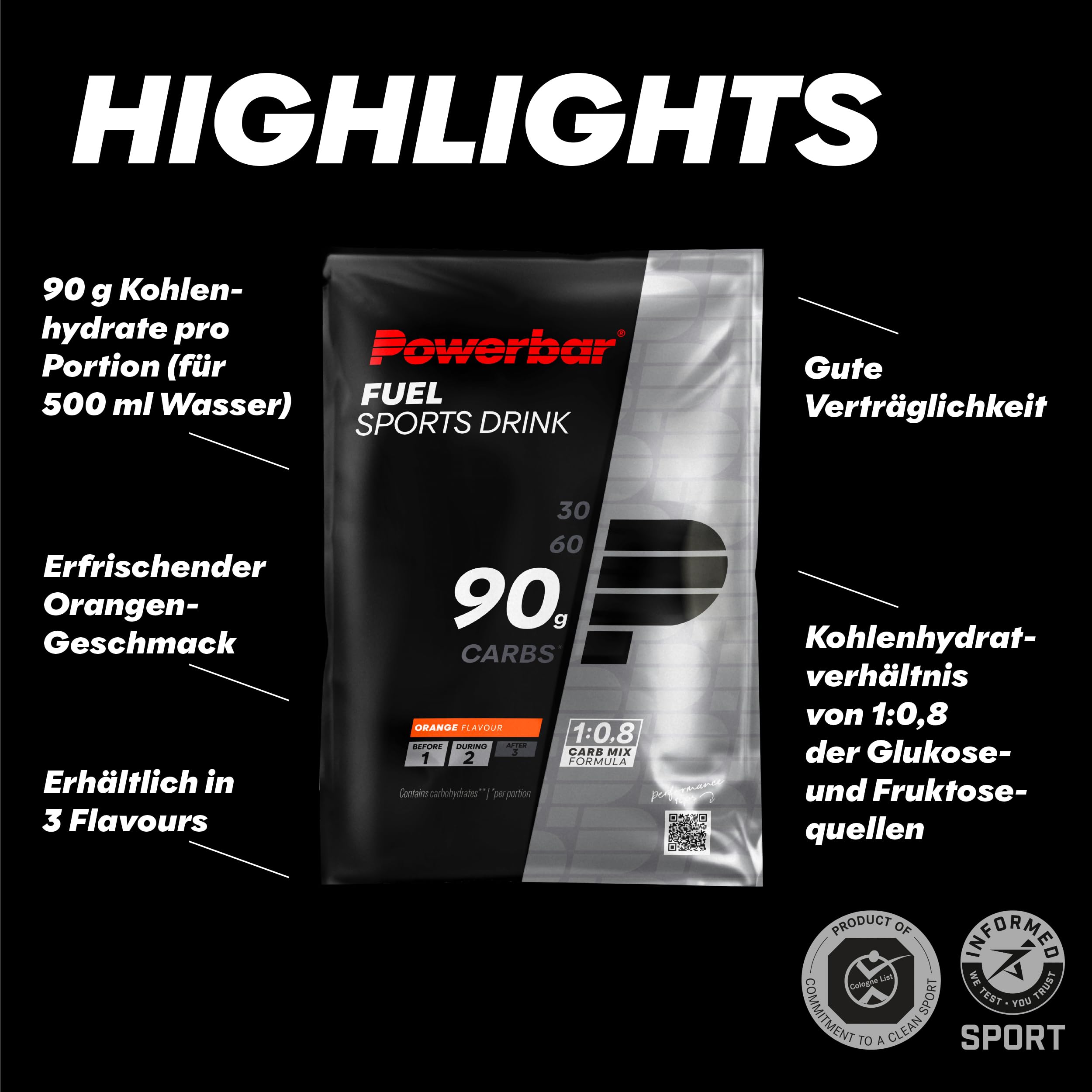 Powerbar - Black Line - Fuel 90 - Orange - 10x94g - High Carb Sports Drink