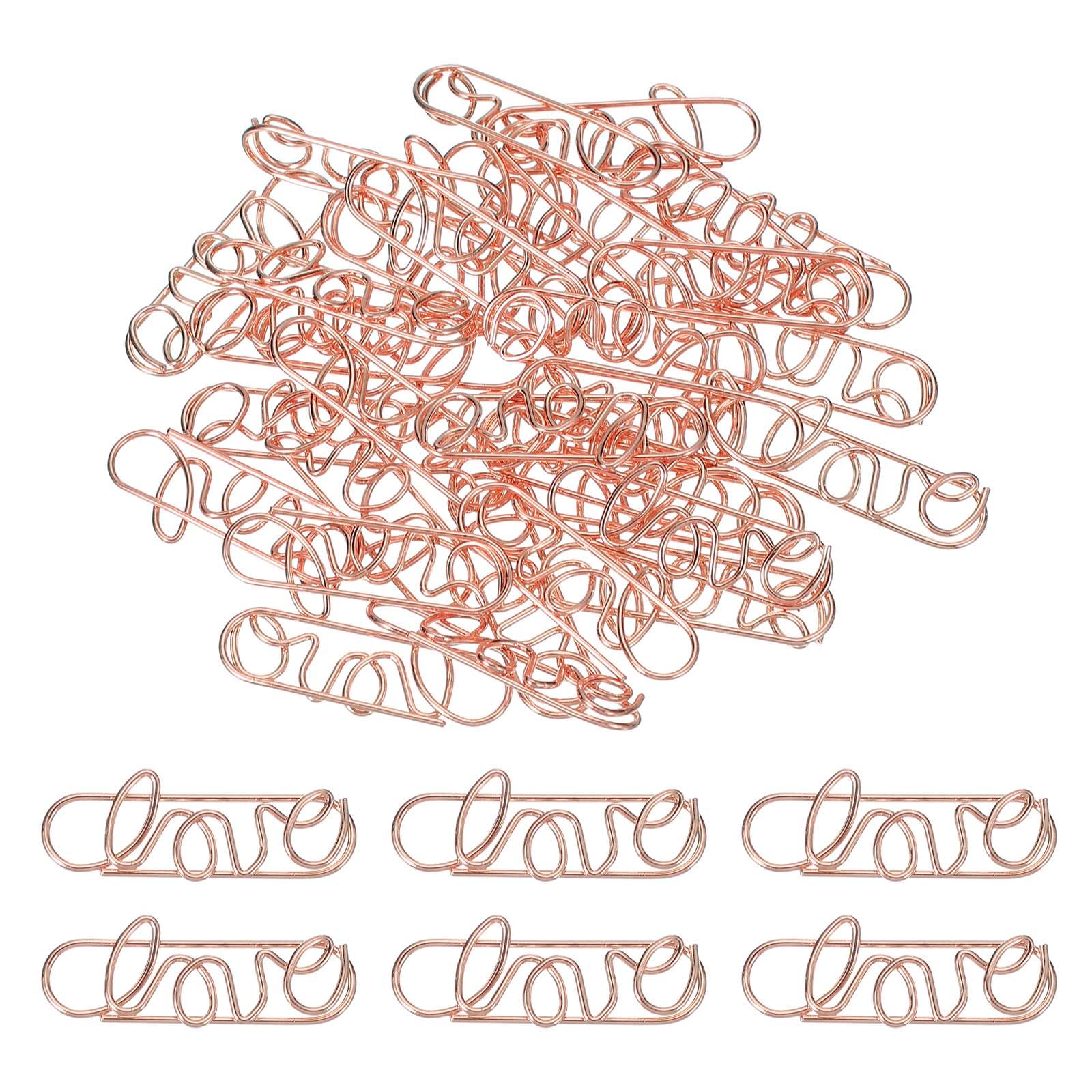 PATIKIL 60pcs Paper Clip, Love Shape Paper Clip Small Cute Rust-Proof Metal Strong Durable Bulk for Office Home Rust-Proof Metal Strong Durable Bulk for Office Home, 34mm, Rose Gold