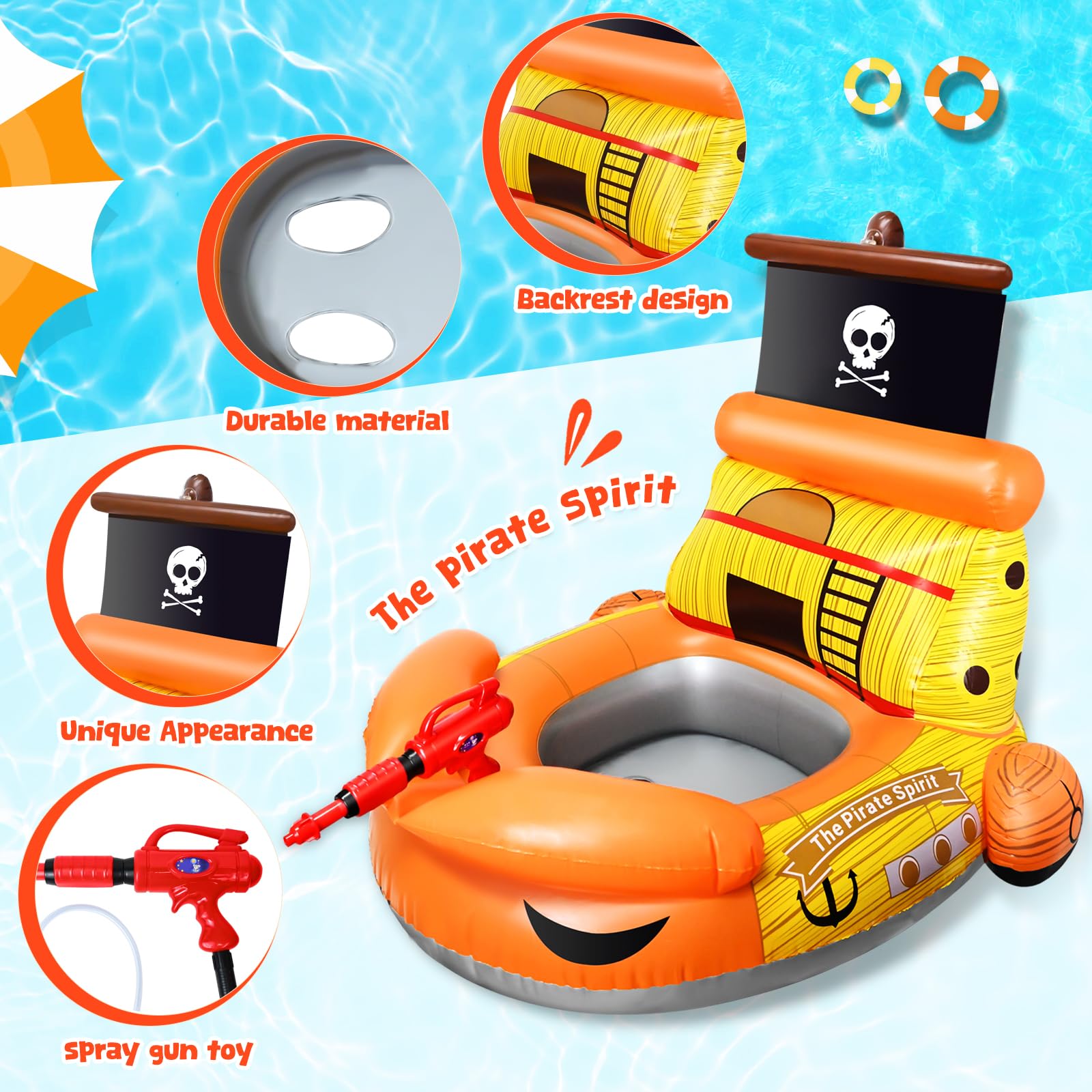 Flotteurs De Piscine Gonflables Avec 1 Pistolet à Eau Pour Enfants De 6 A 18 Ans Char De Combat 2025 Jouets Aquatiques Gonflables Extra Larges Pour Adultes Et Enfantschild 110cm 88037081