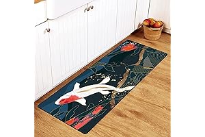 Japanese Kitchen Decor -- Golden Koi Fish Bath Mat