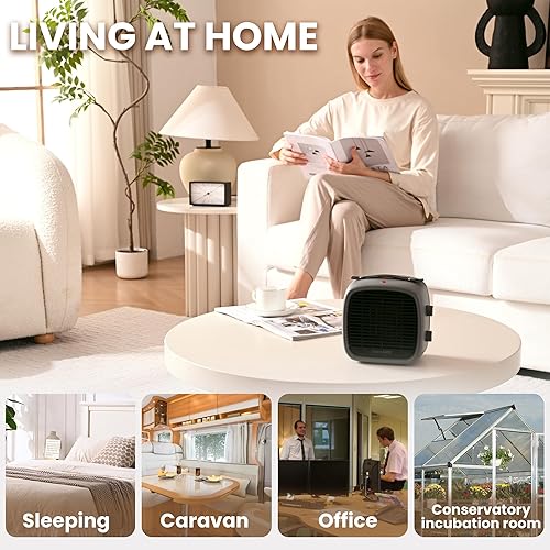 Miniatura 7 de Calentador de cerámica básico de 700 W1200 W, calentadores de espacio para uso en interiores, protección contra sobrecalentamientoinclinación,