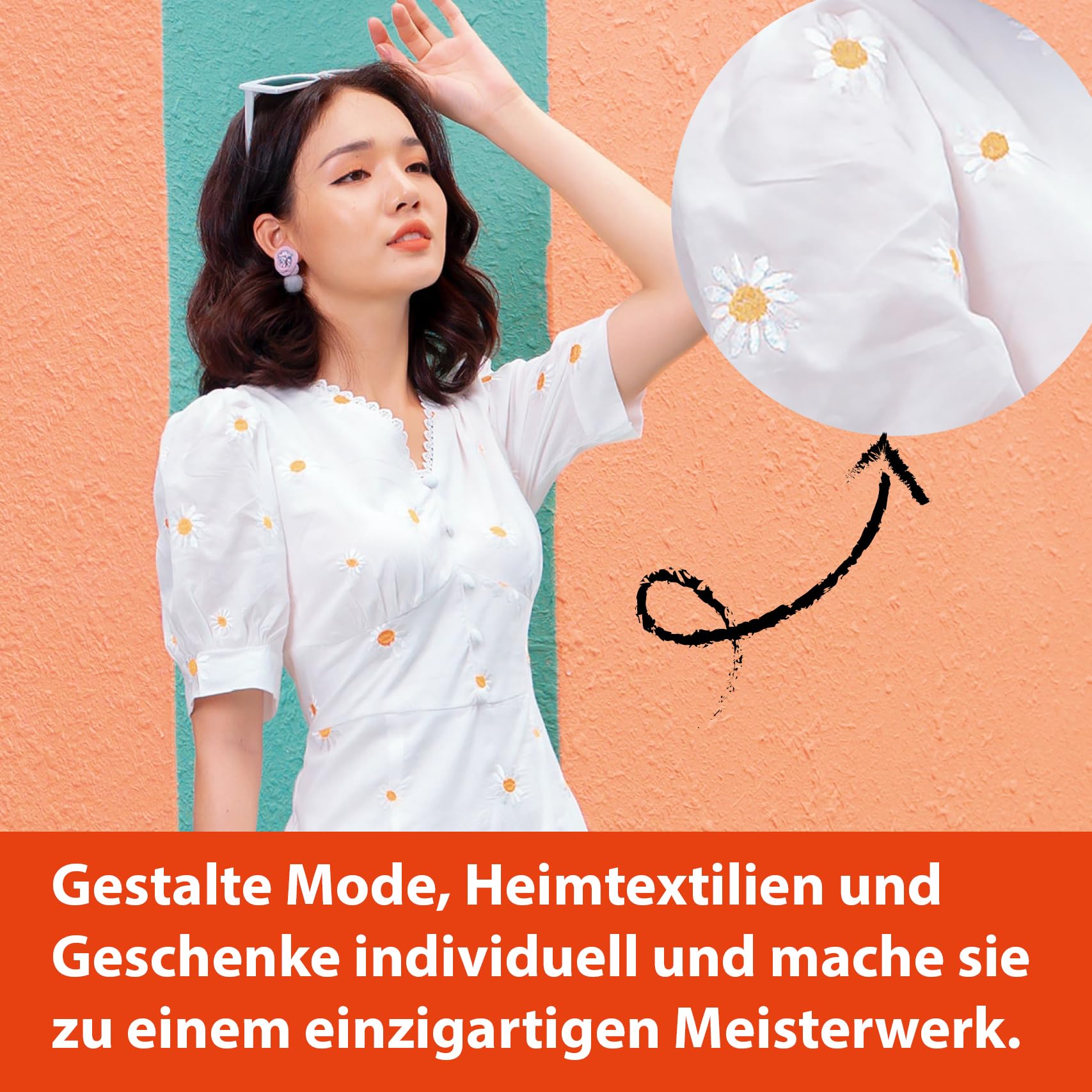 GLAESERhome MiaS2000 Stickmaschine Mit 100 x 235 mm Stickbereich | 7 Zoll LCD Touchscreen (S2000)