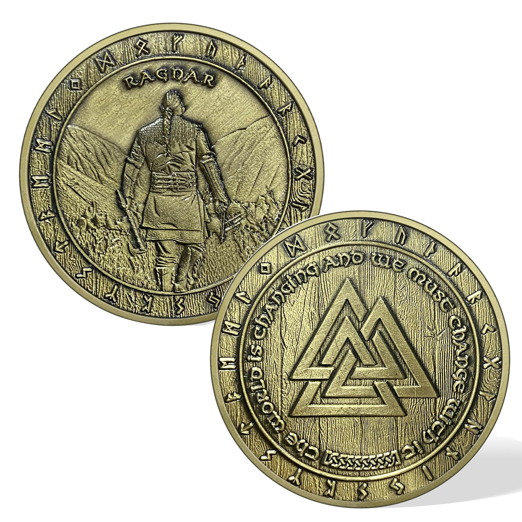ASmileIndeep Lucky Viking Ragnar Lothbrok Challenge Coin, Norse Powerful Viking Valknut Coin Norse Mythology Protective Talisman Amulet Viking Gifts