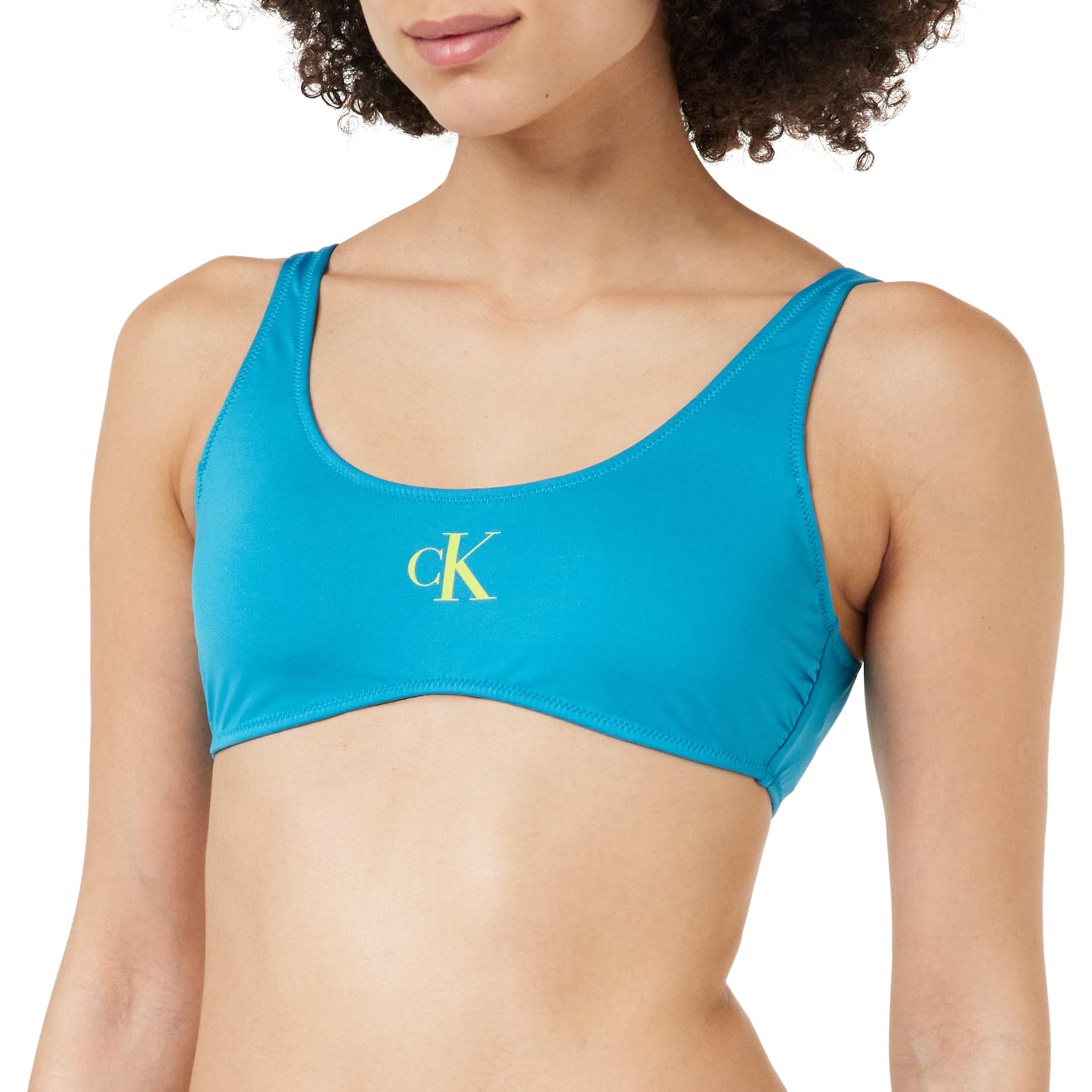 Calvin Klein Women Bralette Bikini Top Padded, Blue (Clear Turquoise), S