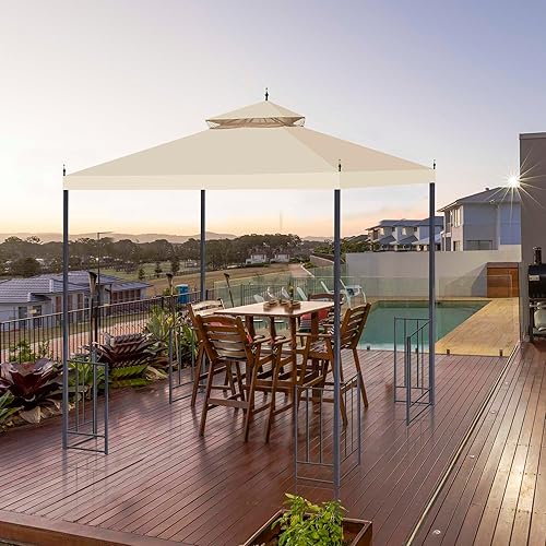 Miniatura 8 de Yescom Toldo de repuesto resistente al agua de 10 x 10 pies para cenador de flecha, doble nivel, color beige, cubierta de patio al aire libre