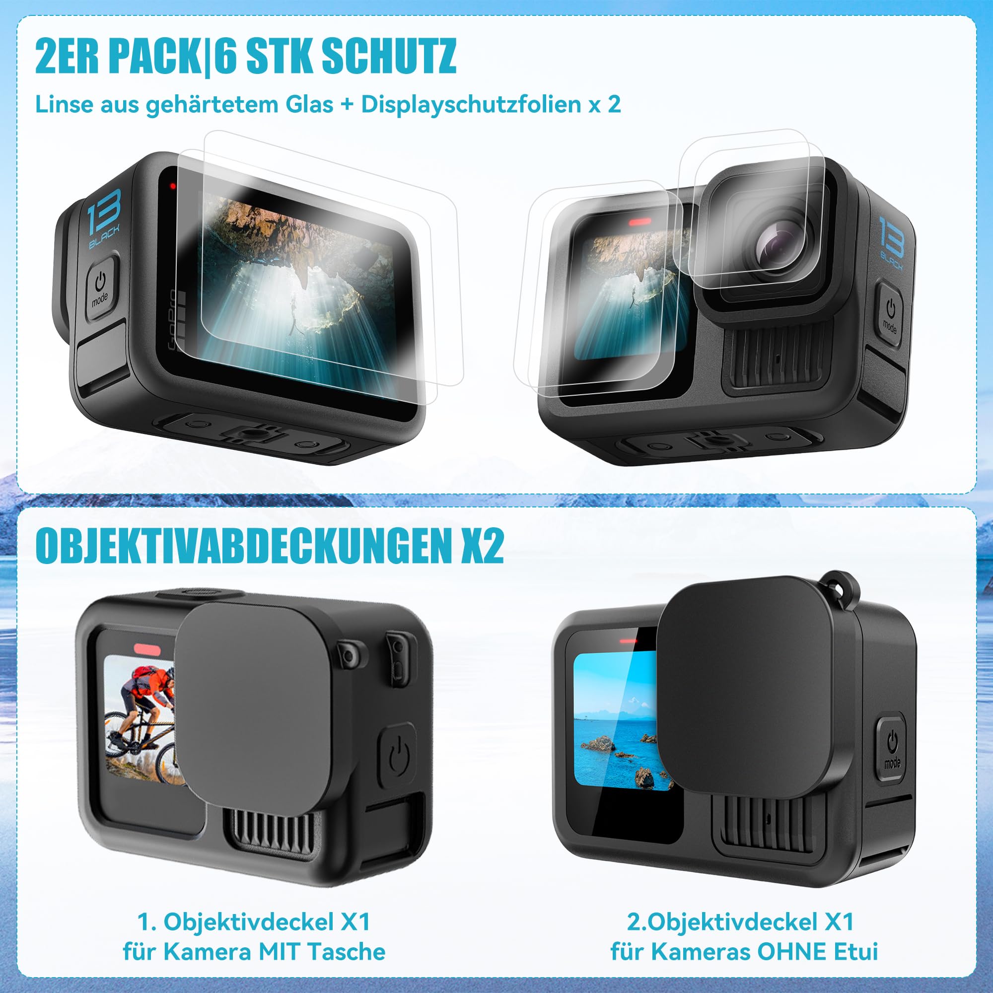 FitStill Black Silicone Case for Go Pro Hero13 Black, Battery Side Cover & Lens