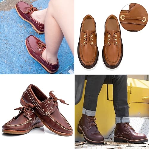 Miniatura 8 de TeeLiy Cordón plano de cuero genuino de 0.118 pulgadas, cuerda de cuero trenzado para fabricación de joyas, cordones de cuero para zapatos, artes y