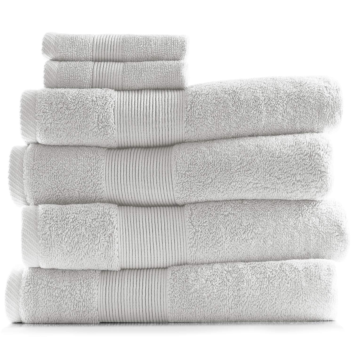 Hearth &amp; Harbor Bath Towels for Bathroom - 100% Ring Spun Cotton Luxury Bathroom Towels - Ultra Soft &amp; Highly Absorbent, Bath Towels Set of 6 - White