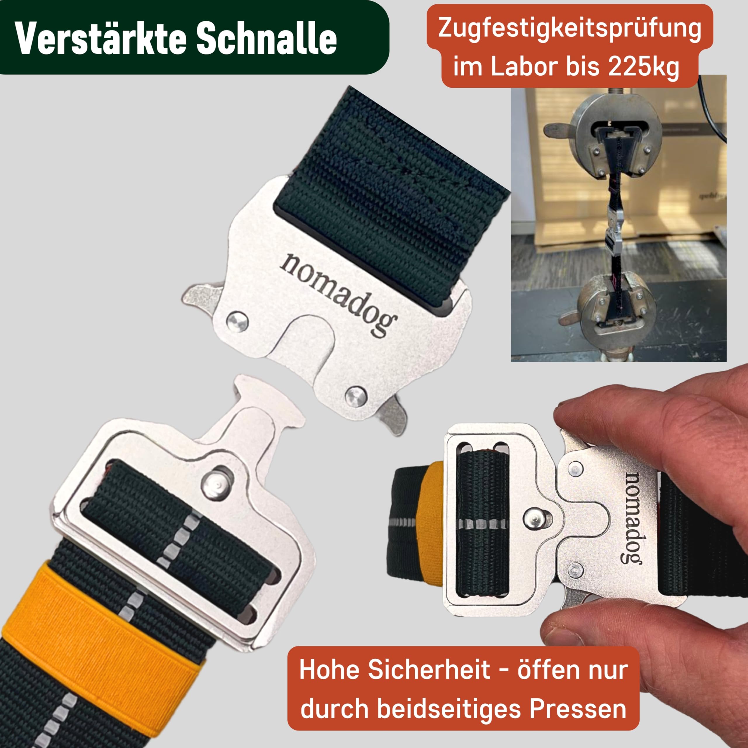 Nomadog Trailblazer Hundehalsband mit Griff für Große Hunde - Premium Aluminium Schnalle, Strapazierfähiges taktisches Halsband, Verstellbar, Gepolstert, Reflektierend (XL)