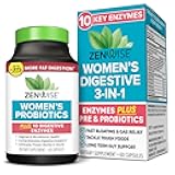 Zenwise Health 3-in-1 Womens Probiotic Supplement for Digestive, Gut Flora & Vaginal Health - Daily Probiotics & Prebiotics for Women with Digestive Enzymes Supports Bloating & Gas Relief - 60 Count