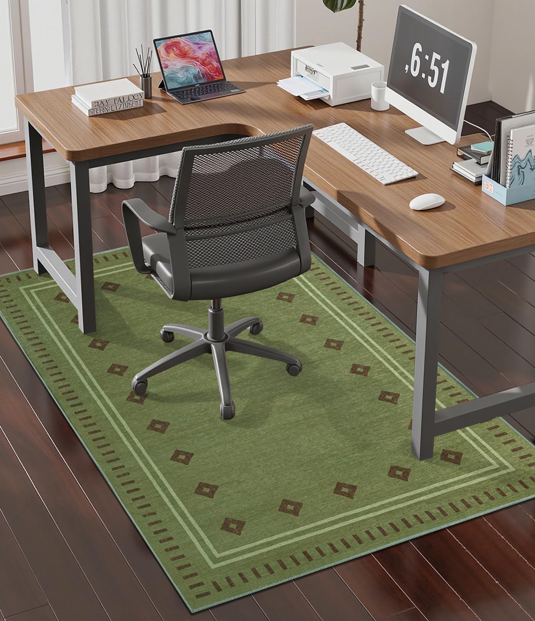 chakme Office Chair Mat for Hardwood Floor, 48"x36" Easy Glide Computer Desk Mat Protector for Rolling Chair Under Desk Rug Nonslip Backing, Machine Wash, (Southwestern Sage)