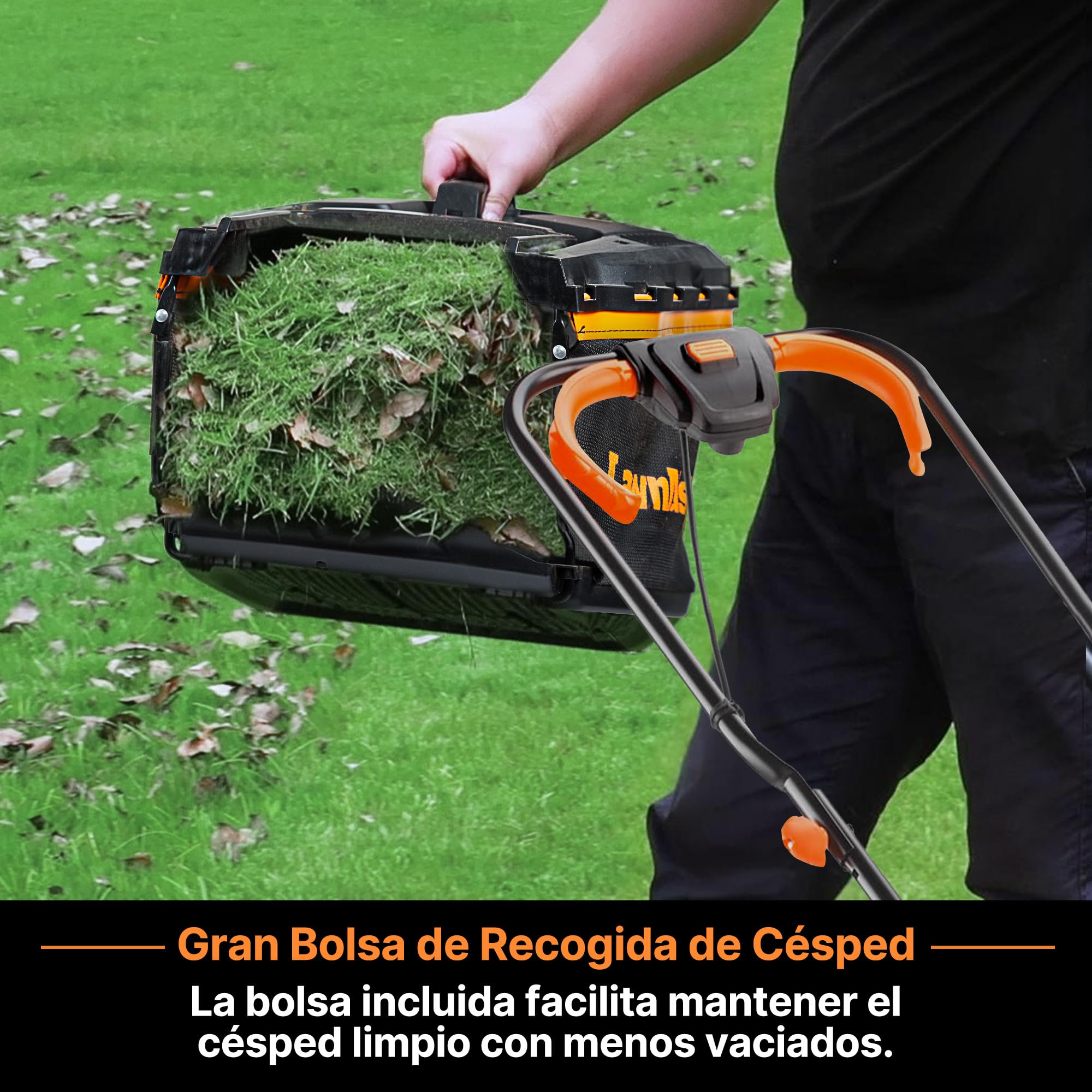 LawnMaster CLM2432K Cortacésped de cortacésped 24V 32 cm de Ancho de Corte, 150 m², Altura de Corte 25-65mm, Incluye batería de 4,0 Ah + Cargador