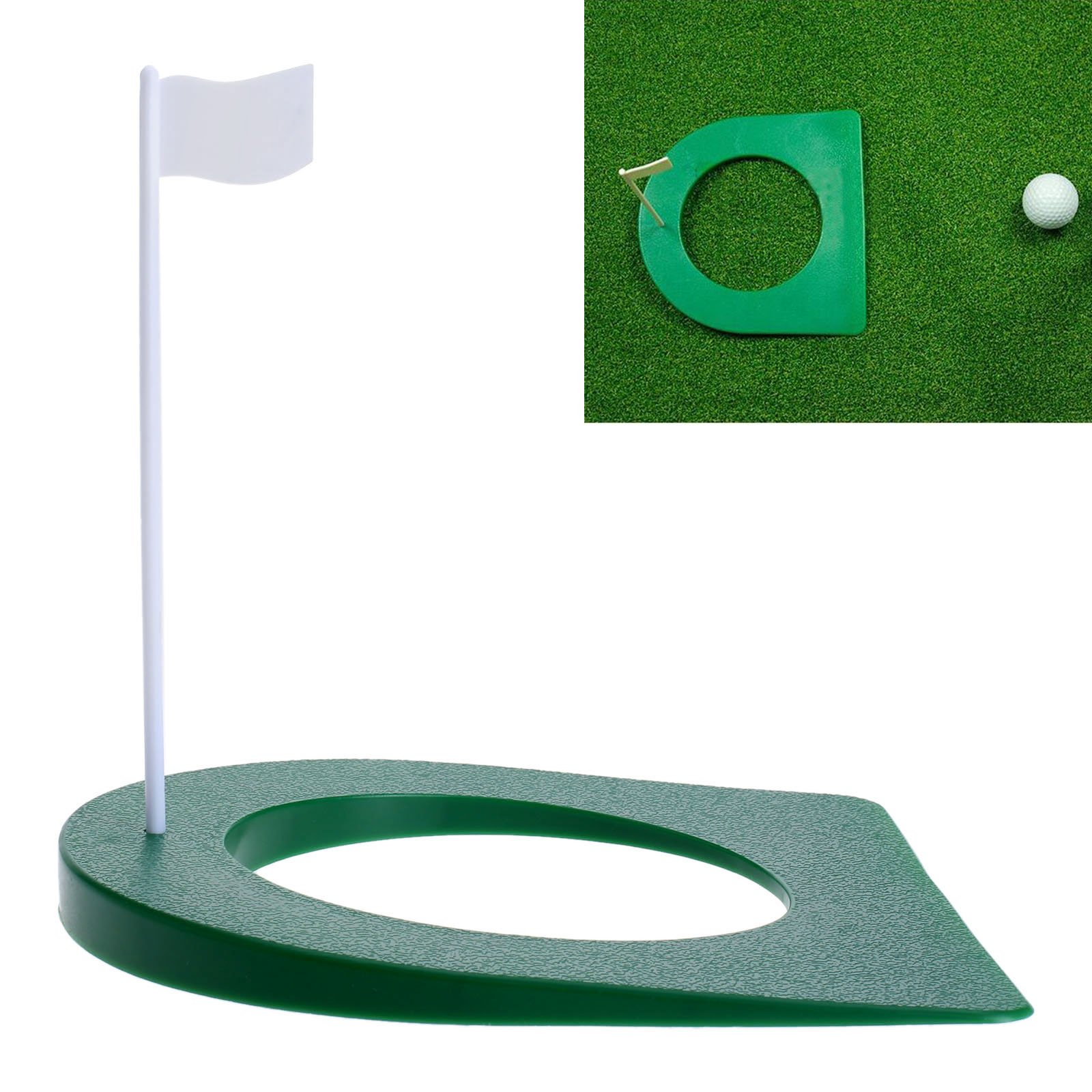 MUXSAM 1Pc Golf Practice Putting Cup Mat with Hole and Flag Plastic for Indoor Outdoor Office Garage Yard Golf Putting Green Regulation Cup Practice Training Aids