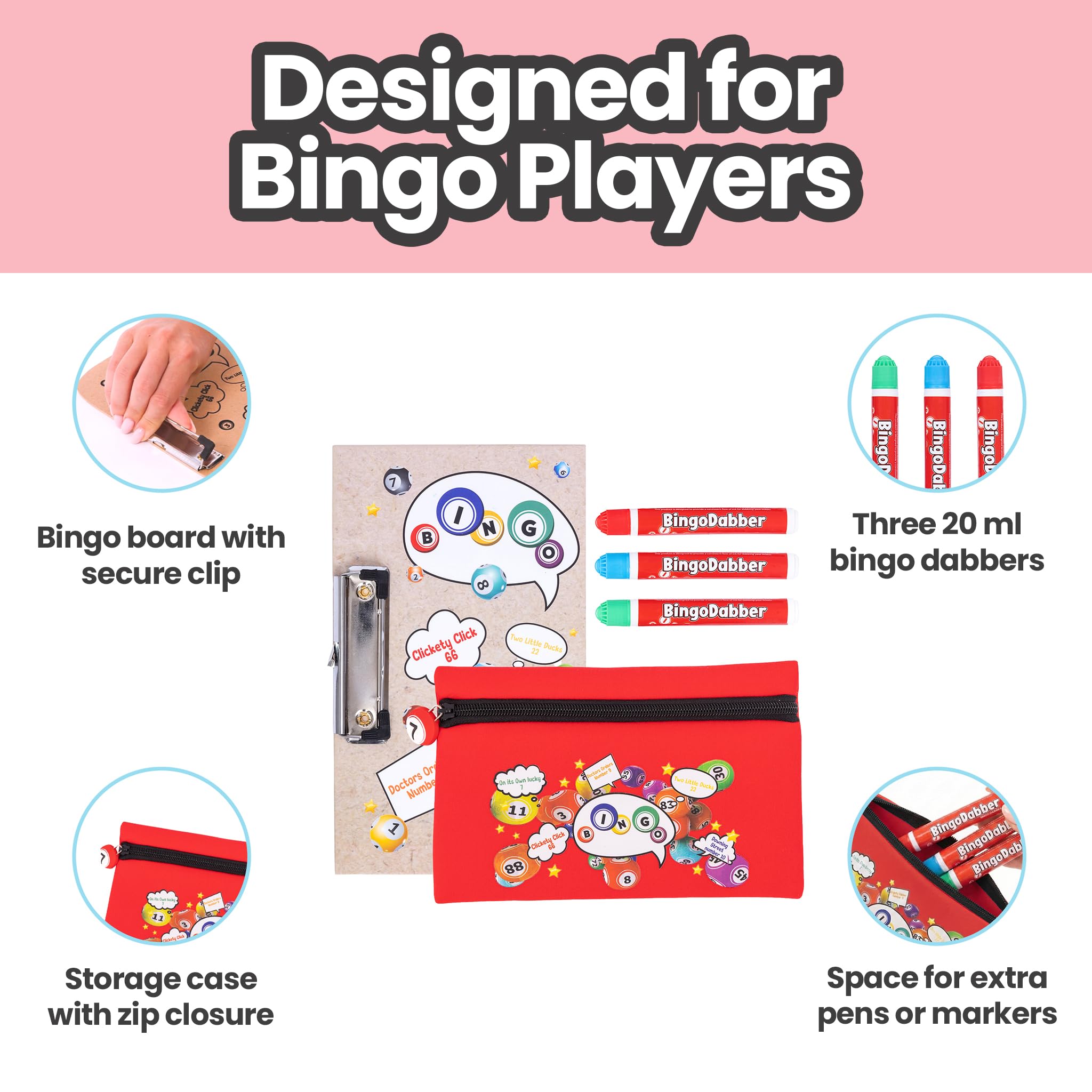 evelay Bingo Dabber Case Holder Gift Set, Red, 21.5 x 14 cm - Image 4
