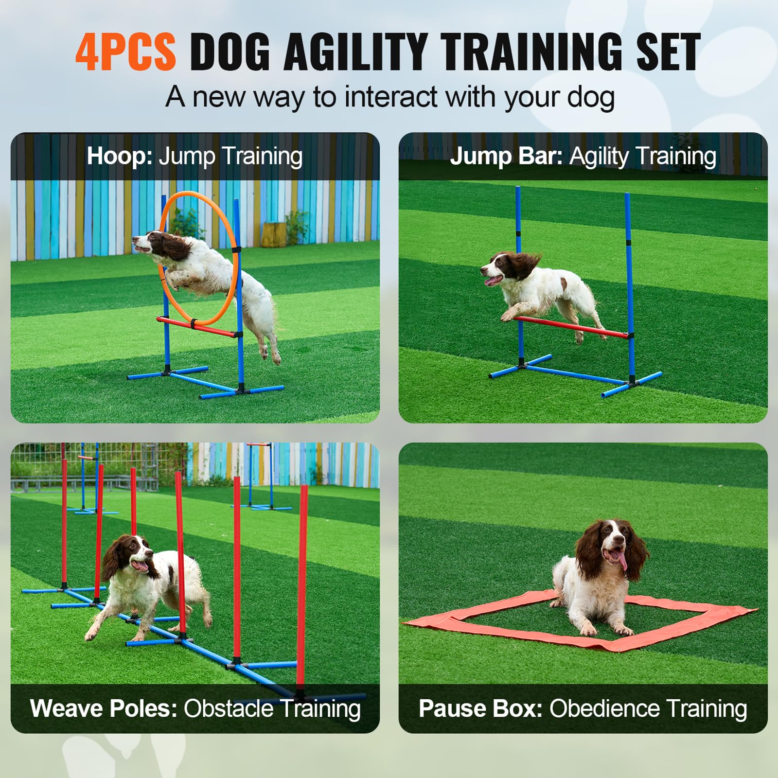Agility-Trainingsgerät für Hunde, Set mit verstellbaren Hürden und Sprungring für Hinterhof, drinnen und draußen
