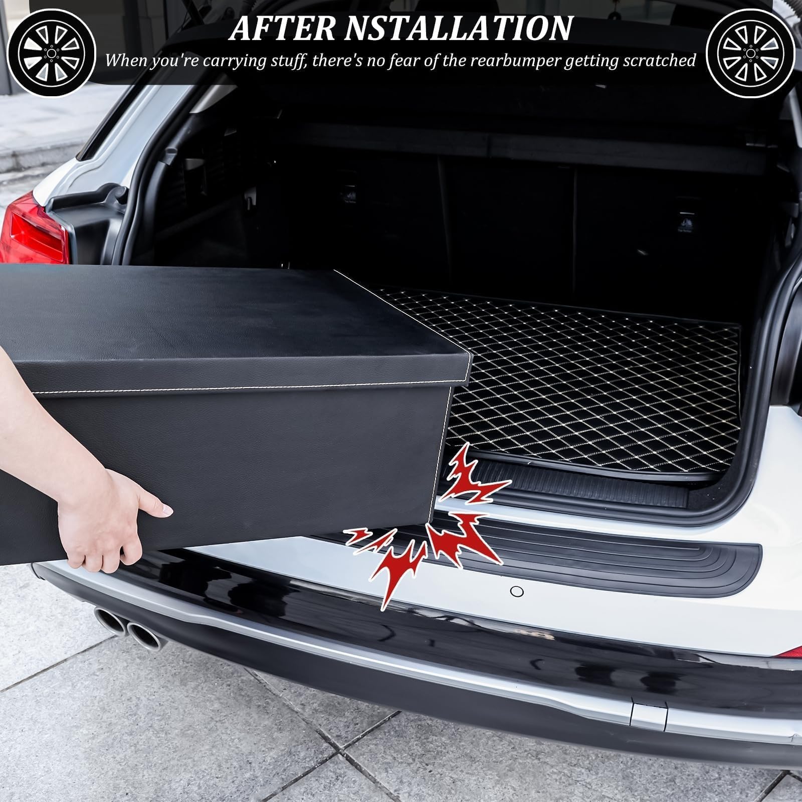 1 Pezzo Striscia Protezione Soglia Carico Bagagliaio Auto per Dacia Duster Extreme Spring, Fascia Protezione Paraurti Posteriore Copertura Bordo Baule,A