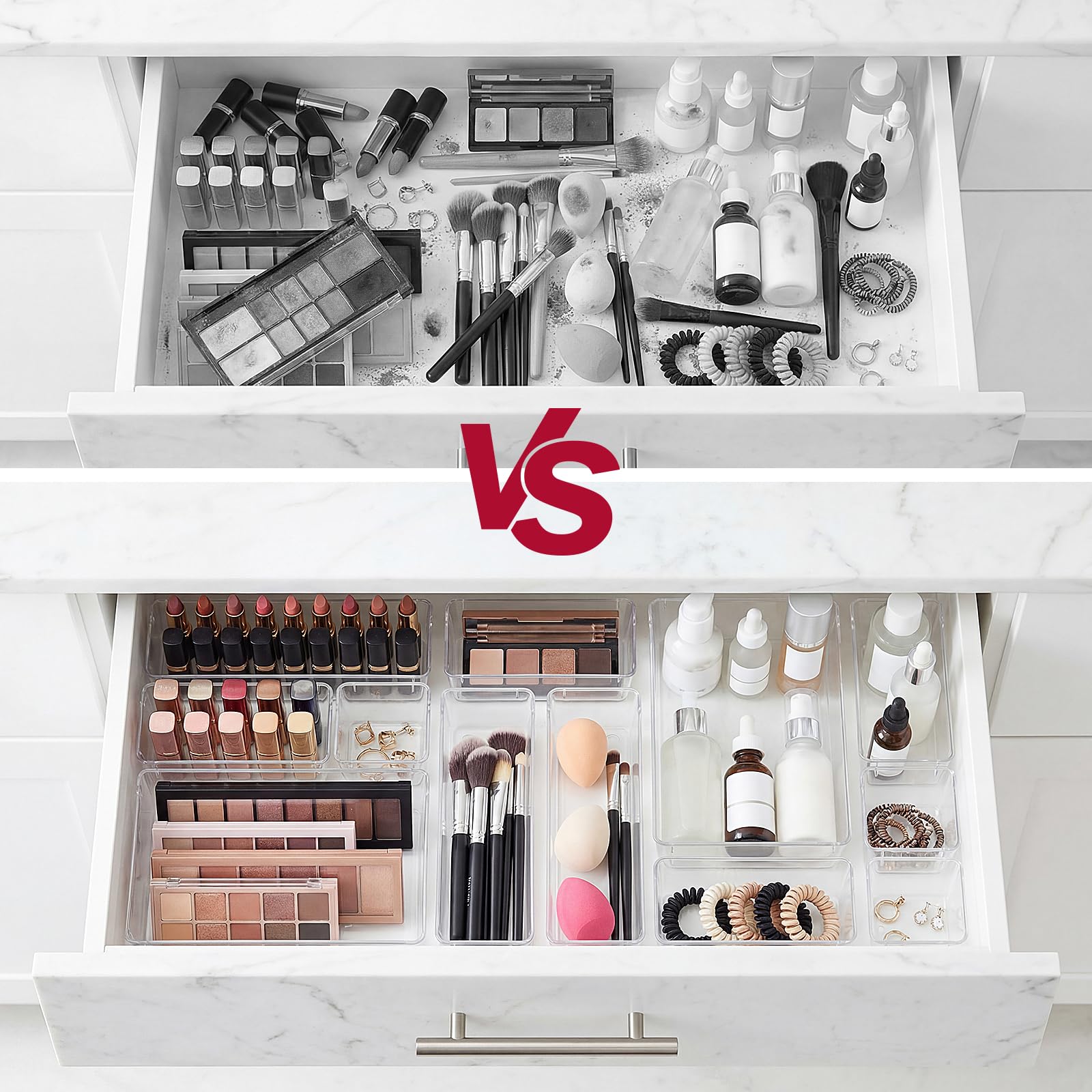 Hymony Organizadores de Cajones 15 Piezas con 4 Tamaños, Organizador de Maquillaje para Tocador, Cajas Transparentes para Escritorio y Baño — view 2