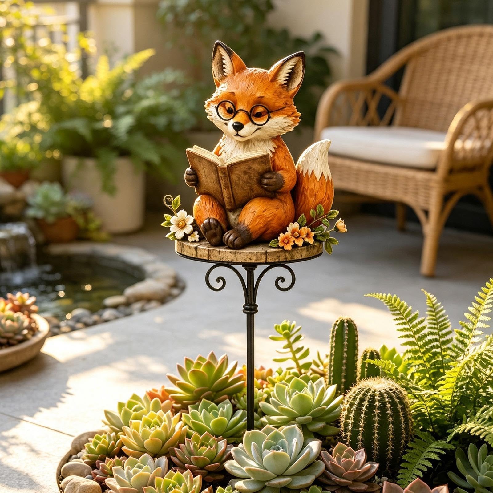 Figurines Pour Pots De Fleurs Figurines Animaux Lisant Piquets Décoratifs