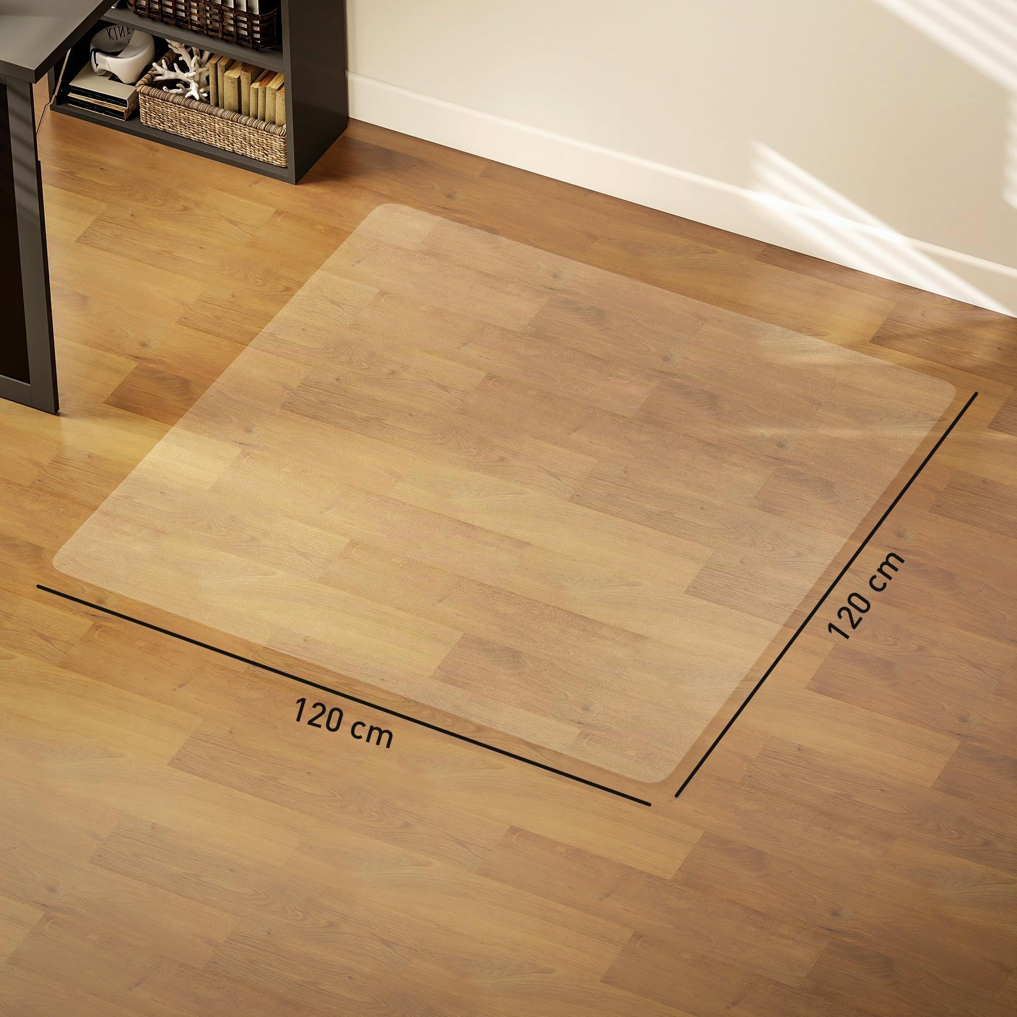HOMCOM Bodenschutzmatte 120 x 120 cm Kratzfest für Hartböden Transparent | Bürostuhl Unterlage, Stuhlunterlage, Bodenmatte