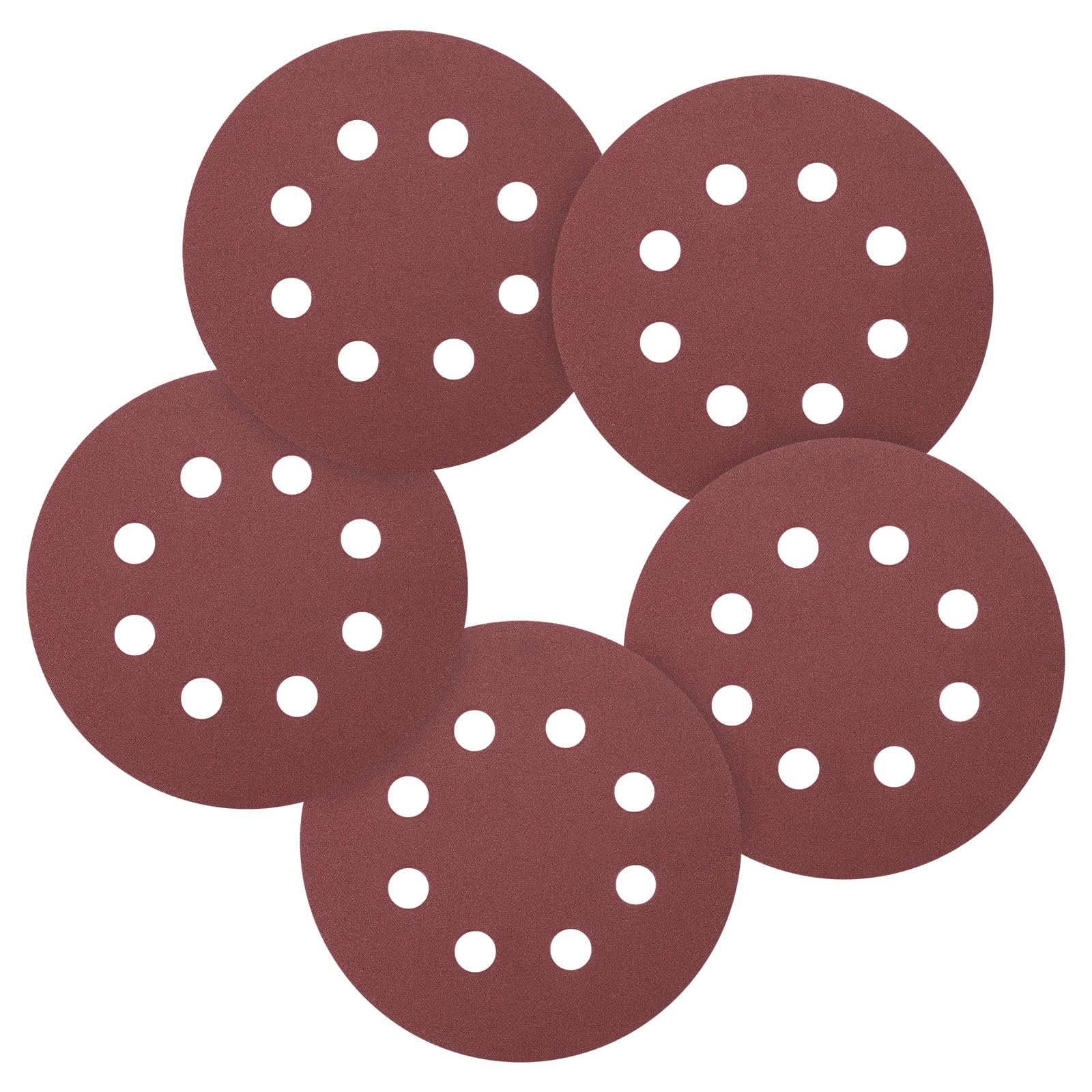 CoCud 90 Pack 125 mm Sanding Disc 320 Grit 8 Hole Round Hook and Loop Sandpapers Fit for Orbital Sander Automotive or Cars Repairing, Grinding or Polishing, Red