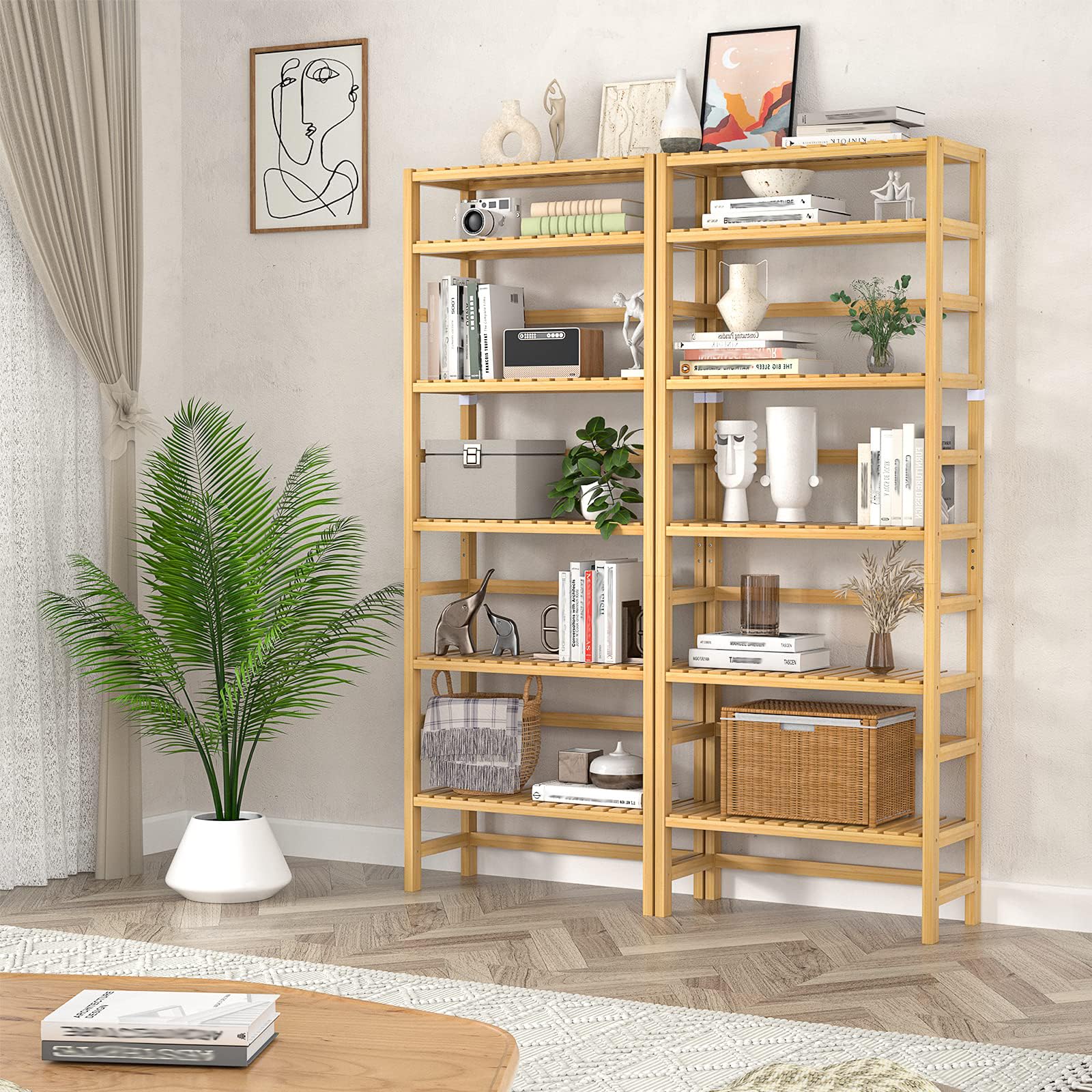 Amazon.com: Homykic 6-Tier Bamboo Bookshelves and Bookcases