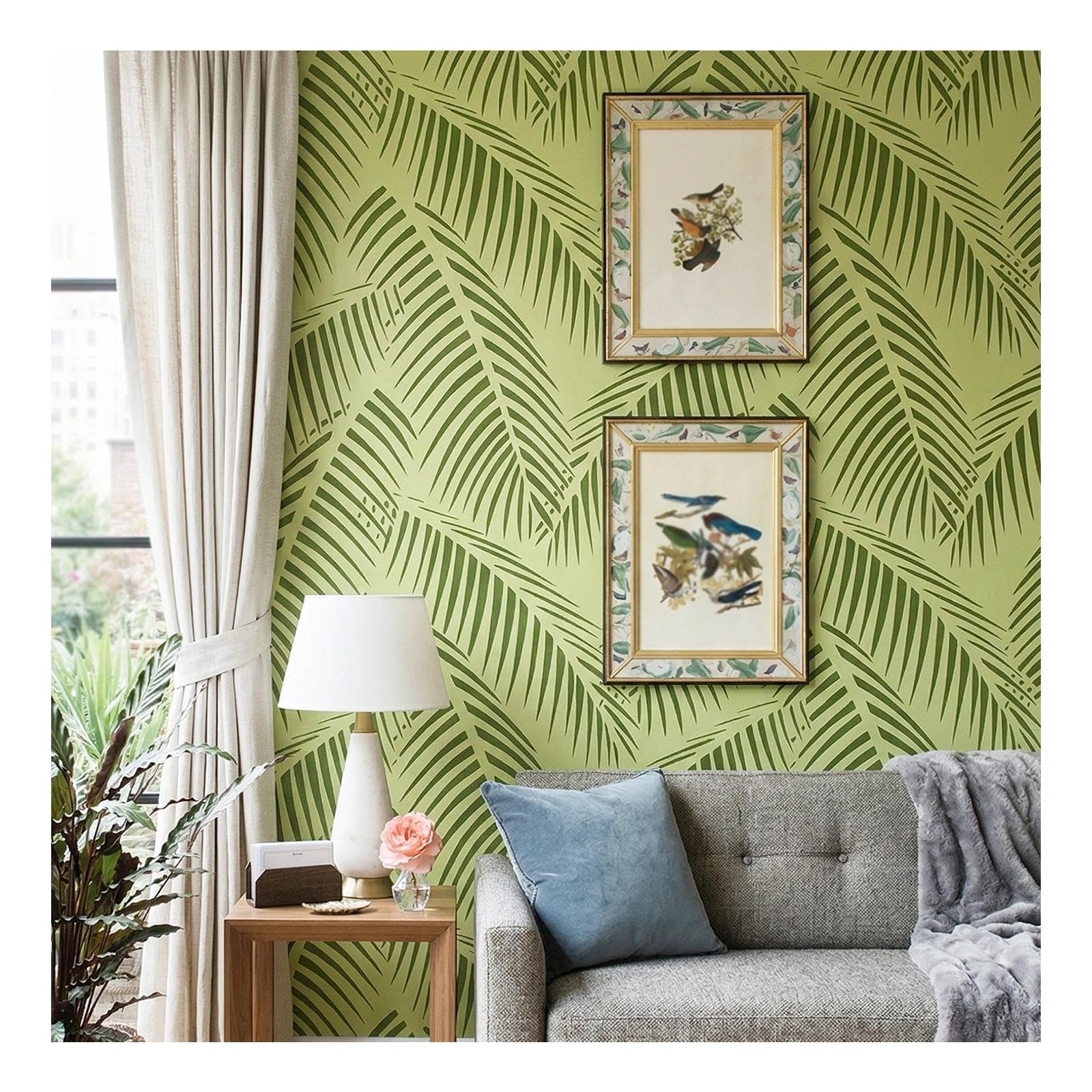 Pochoir feuille de palmier 80 cm pour peindre un mur jungle sans papier peint