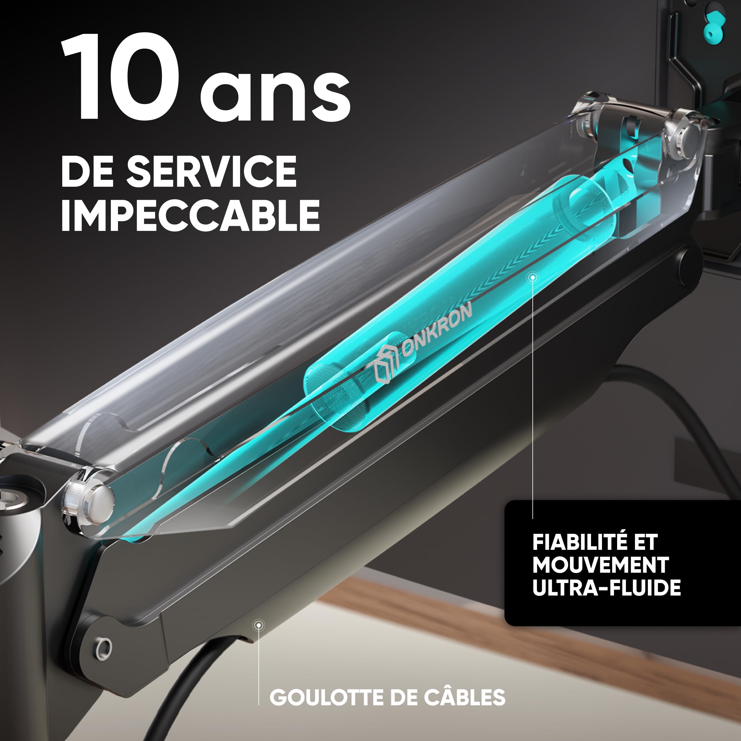 ONKRON Support Ecran PC pour 13-32 Pouces Charge 9 kg, Bras Articulé Écran VESA 75x75 & VESA 100x100, Support Écran Rotatif, Bras Ecran PC Bureau Ressort à Gaz, Monitor Arm Orientable Noir G100-B