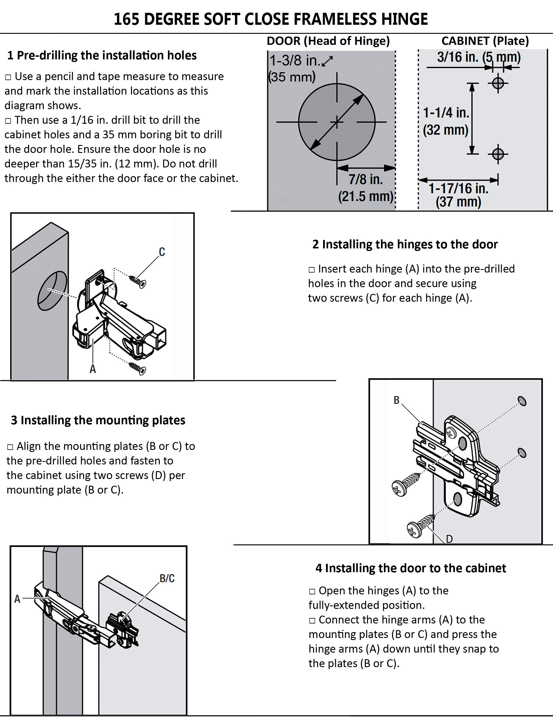 Berta (2 Pieces) 165 Degree Full Overlay,Soft Closing, 3Cam 6Way