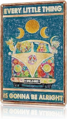 Letreros de metal vintage hippie para decoración de habitación del hogar, dormitorio, oficina, decoración de pared, pósteres artísticos de 12 x 8