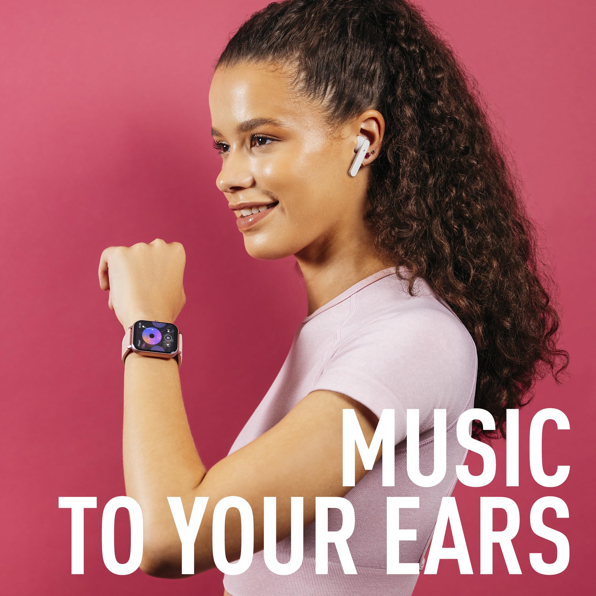 Reflex Active Series 17 Women's Multi-Function Digital Smartwatch and Wireless Earbud Set, Pink, 20 mm x 255 mm - Image 2