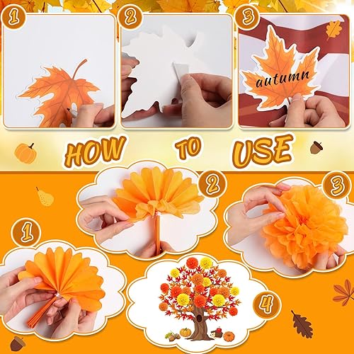 Miniatura 3 de Buryeah Juego de 91 tablones de anuncios grandes en 3D de primavera para decoración de árbol de 47 x 46 pulgadas, fondo de árbol con pompones de