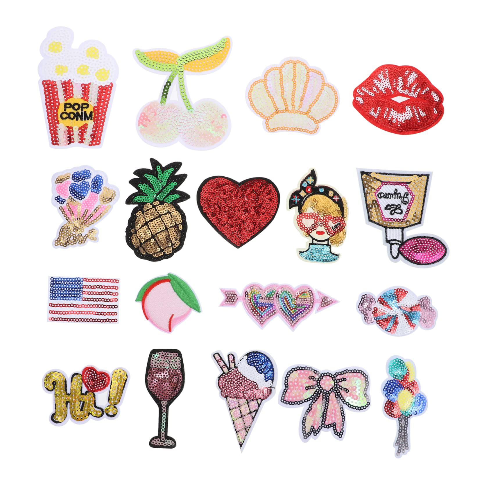 Ciieeo 18pcs Sequins Embroidery Appliques Cloth Patches for Sewing Dressmaking and DIY Clothing Accessories