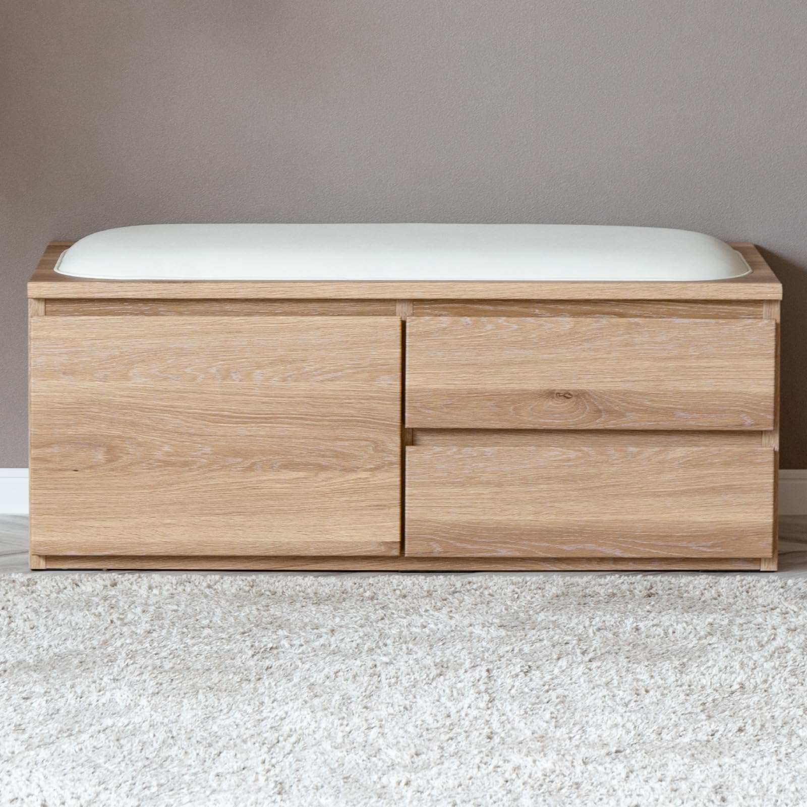 Amazon｜tac INTERIOR 収納ベンチ 室内 木製 90㎝ 完成品 PVCレザー