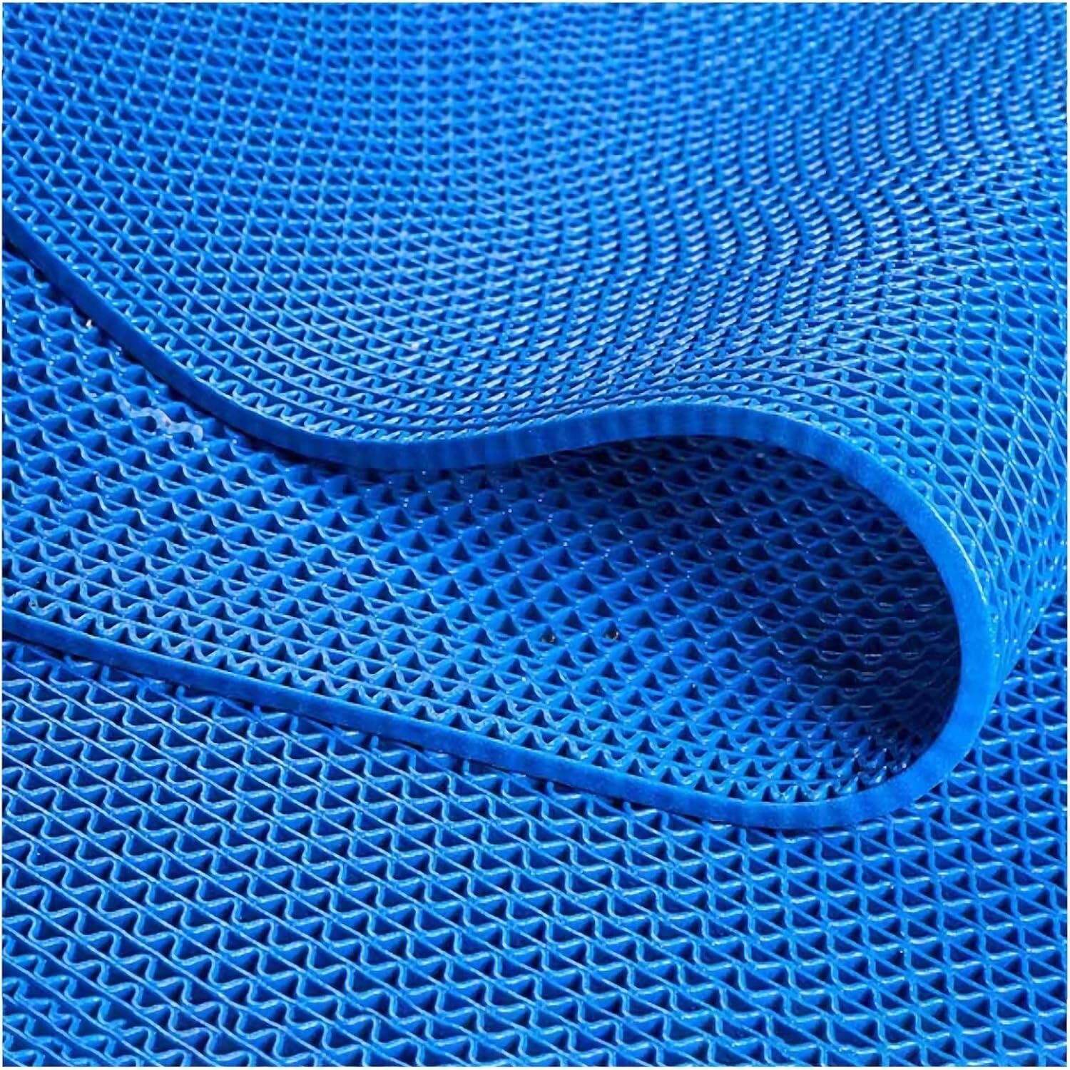 Hpthly Blue Bathroom Non-Slip Drainage Mat Cuttable Pvc Hollow Door Mat 5Mm/0.2 Inch Thick, For Swimming Pool Shower Room Wet Area,-90Cmx300cm