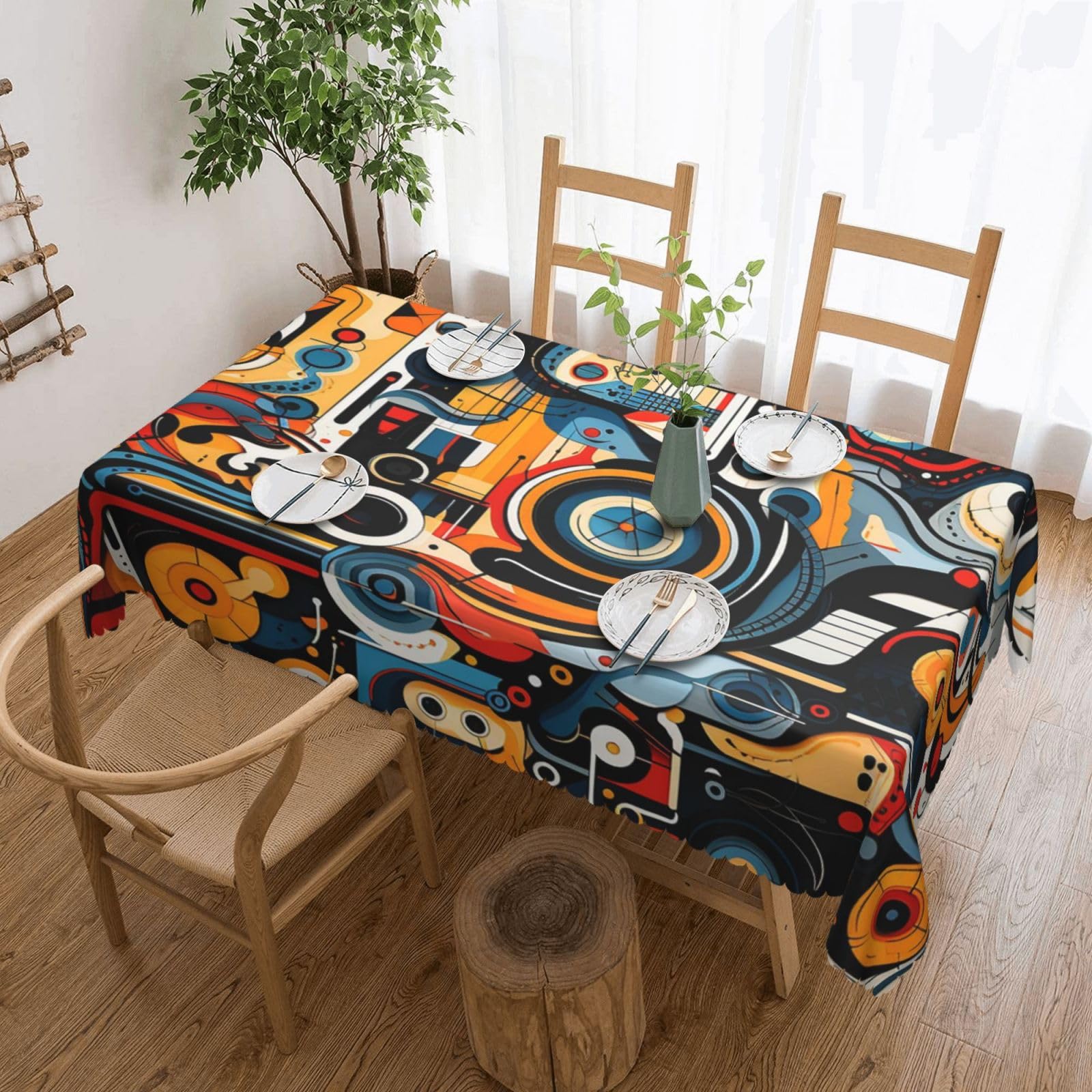 QLDETUPWLX Rectangle Table Cloth 137x183 cm Hockey Elements Tablecloths Wrinkle Free Table Cloth Washable Fabric Desktop Protection Decoration Tables Cover for Party Dining Indoor and Outdoor