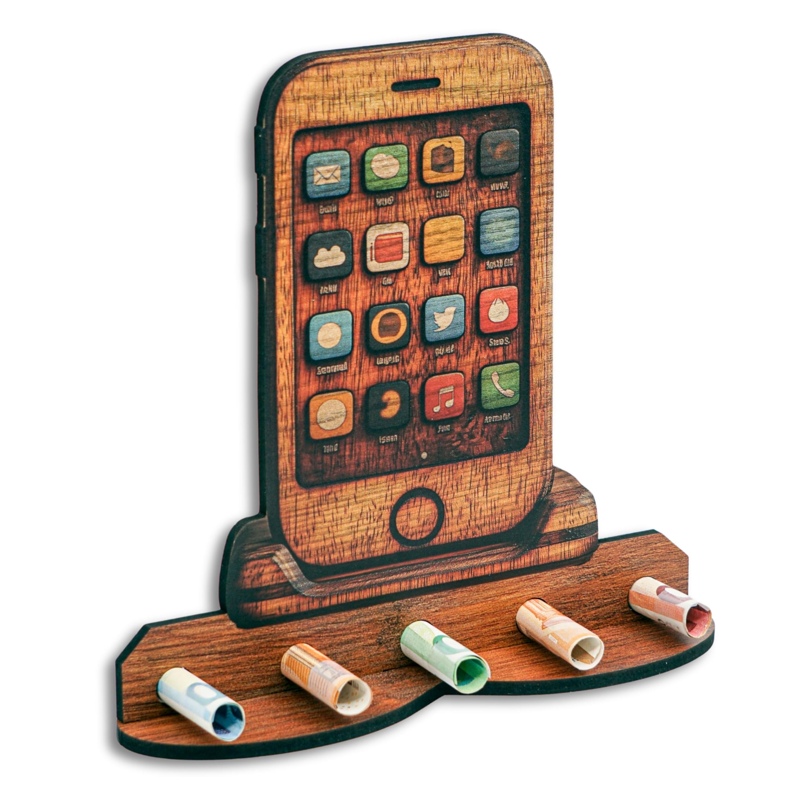 DRO Design Money Gifts, Gift Wrapping Wood Effect Smartphone Motif - Cash Gift, Money Present, Creative Money Gift, Birthday, Wedding, Christmas