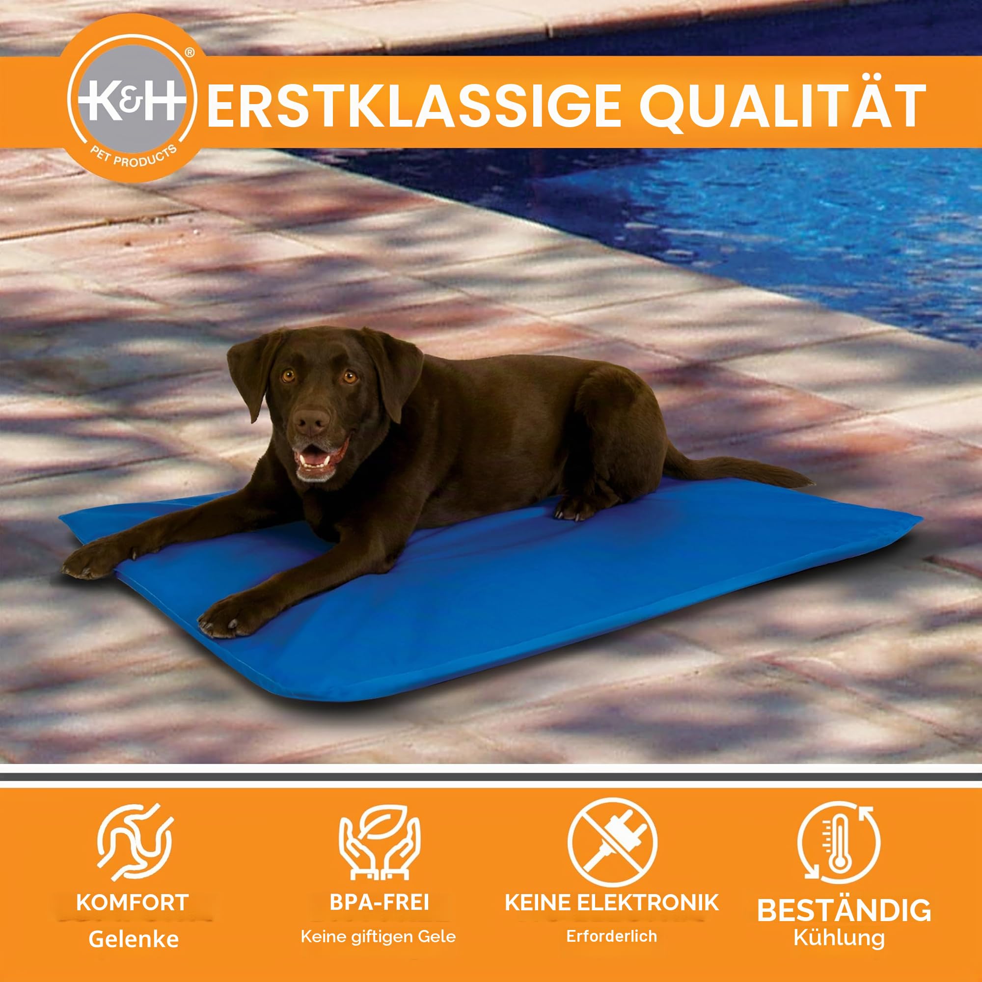 K&H 771790 Pet, kühlendes Hunde- und Katzenbett - Blau - groß, L, Blue