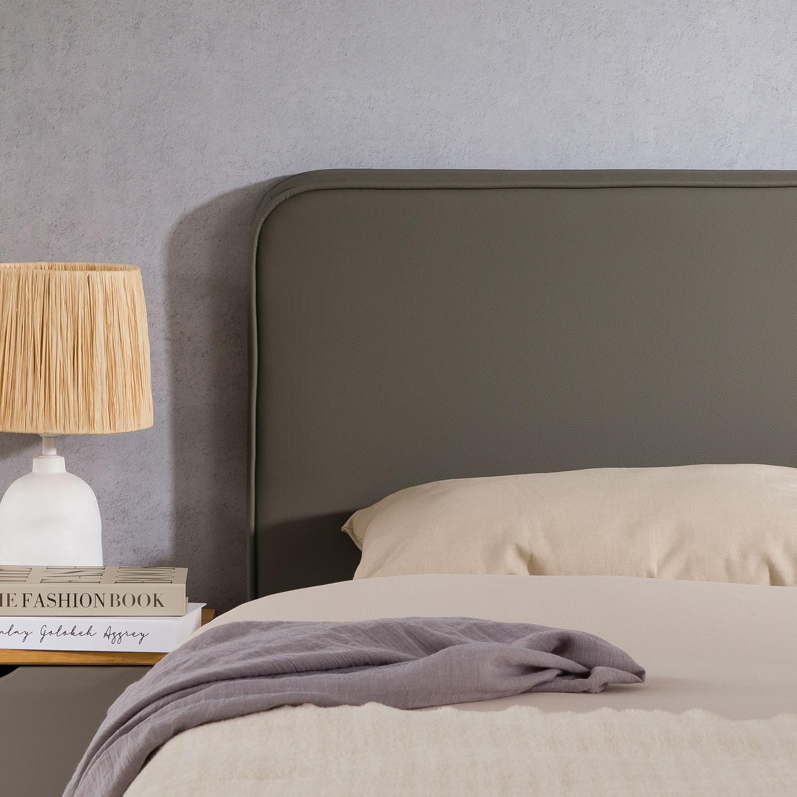 IDIMEX Tête de lit Celest 160, Rembourrée, Fixation Murale, Design Arrondi Moderne, pour lit 160 cm ou Moins, Gris