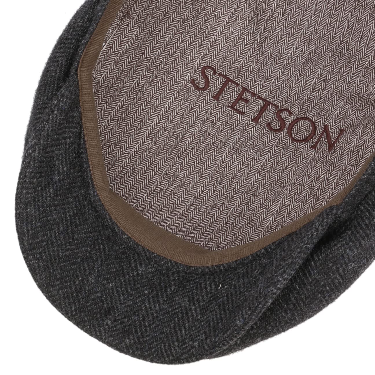 Stetson Belfast płaska czapka z daszkiem, męska czapka z daszkiem z wełną, czapka męska Herringbone z podszewką (bawełna), czapka wełniana na jesień/zimę, płaska czapka