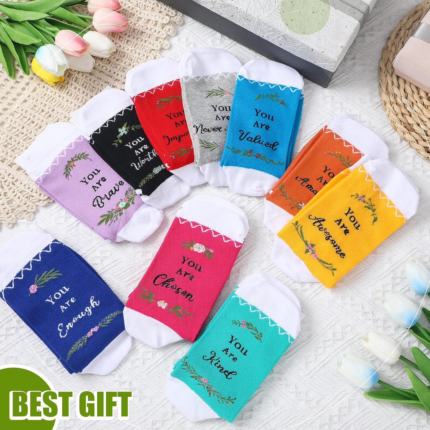 Skicuff 10 Pairs Employee Appreciation Gift Socks Thank You for All You Do Socks Gift for Teacher Back to School Supplies